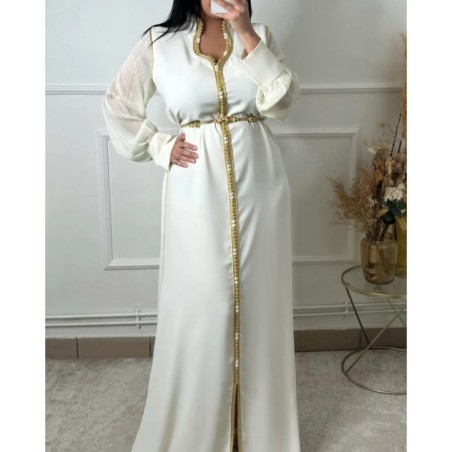 Caftan de Soirée Blanc et Doré par Caftan_industry |📍Drancy, France