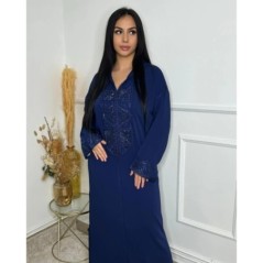 Caftan bleu nuit brodé par Caftan_industry |📍Drancy, France 🇲🇦