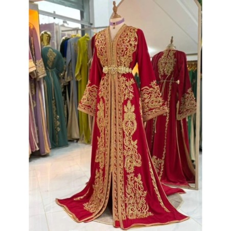 Caftan bleu brodé à la main par Nabil Caftan |📍Meknès, Maroc 🇲🇦