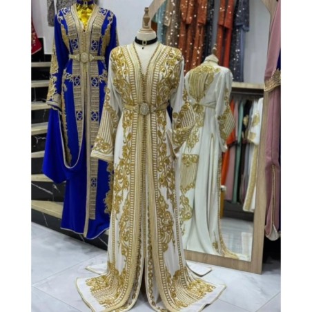 Caftan blanc et doré par Nabil Caftan |📍Meknès, Maroc 🇲🇦