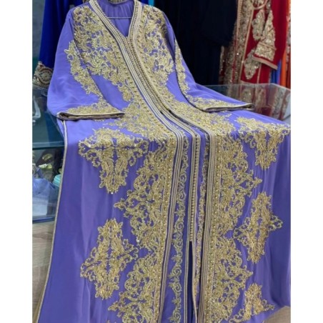 Caftan violet brodé or par Nabil Caftan |📍Meknès, Maroc