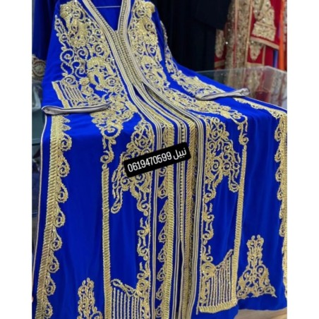 Caftan bleu brodé à la main par Nabil Caftan |📍Meknès, Maroc 🇲🇦