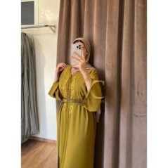 Caftan moutarde brodé par Marwa_Caftan |📍Mohammédia, Maroc 🇲🇦