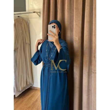 Caftan bleu brodé par Marwa_Caftan |📍Mohammédia, Maroc 🇲🇦