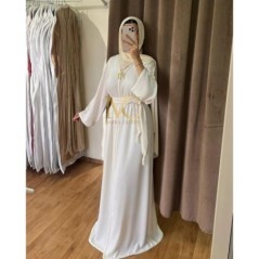 Caftan satin blanc par Marwa_Caftan |📍Mohammédia, Maroc 🇲🇦