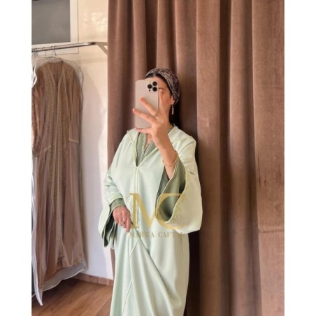 Caftan vert menthe par Marwa_Caftan |📍Mohammédia, Maroc 🇲🇦