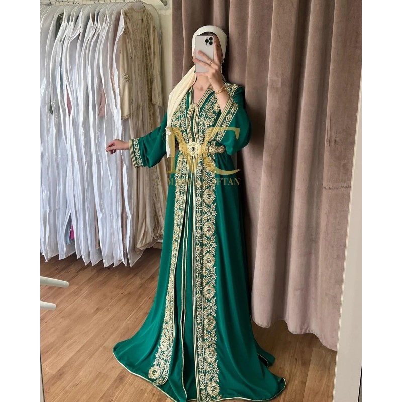 Caftan vert et doré par Marwa_Caftan |📍Mohammédia, Maroc 🇲🇦