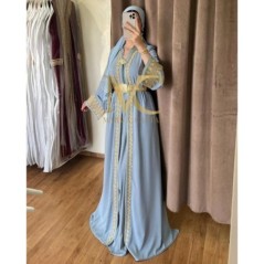 Caftan bleu ciel et doré par Marwa_Caftan |📍Mohammédia, Maroc 🇲🇦