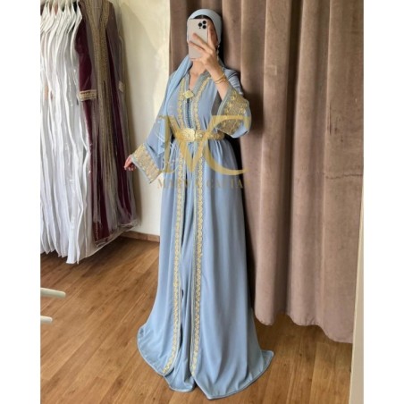 Caftan bleu ciel et doré par Marwa_Caftan |📍Mohammédia, Maroc 🇲🇦