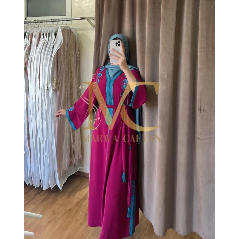 Caftan fuchsia et turquoise par Marwa_Caftan |📍Mohammédia, Maroc 🇲🇦