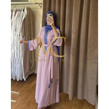 Caftan rose poudré et bleu par Marwa_Caftan |📍Mohammédia, Maroc 🇲🇦