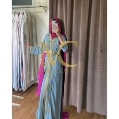 Caftan bleu brodé à la main par Marwa_Caftan |📍Mohammédia, Maroc 🇲🇦