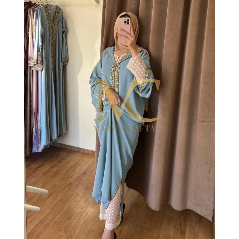 Caftan bleu pastel orné de broderies délicates par Marwa_Caftan |📍Mohammédia, Maroc 🇲🇦 Caftan bleu pastel orné de broderies délicates par Marwa_Caftan |📍Mohammédia, Maroc 🇲🇦