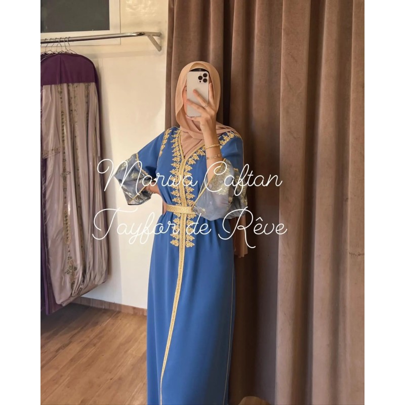 Caftan bleu brodé à la main par Marwa_Caftan |📍Mohammédia, Maroc 🇲🇦 Caftan bleu brodé à la main par Marwa_Caftan |📍Mohammédia, Maroc 🇲🇦