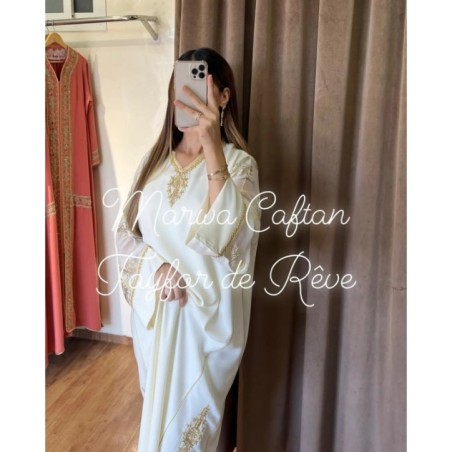 Caftan blanc et or par Marwa_Caftan |📍Mohammédia, Maroc 🇲🇦