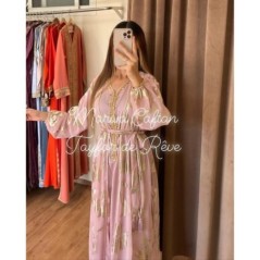 Caftan Organza Rose Poudré et Doré par Marwa_Caftan |📍Mohammédia, Maroc