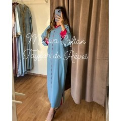 Caftan bleu et rouge par Marwa_Caftan |📍Mohammédia, Maroc 🇲🇦