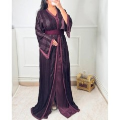 Caftan en velours prune rayé par Caftan_industry |📍Drancy, France